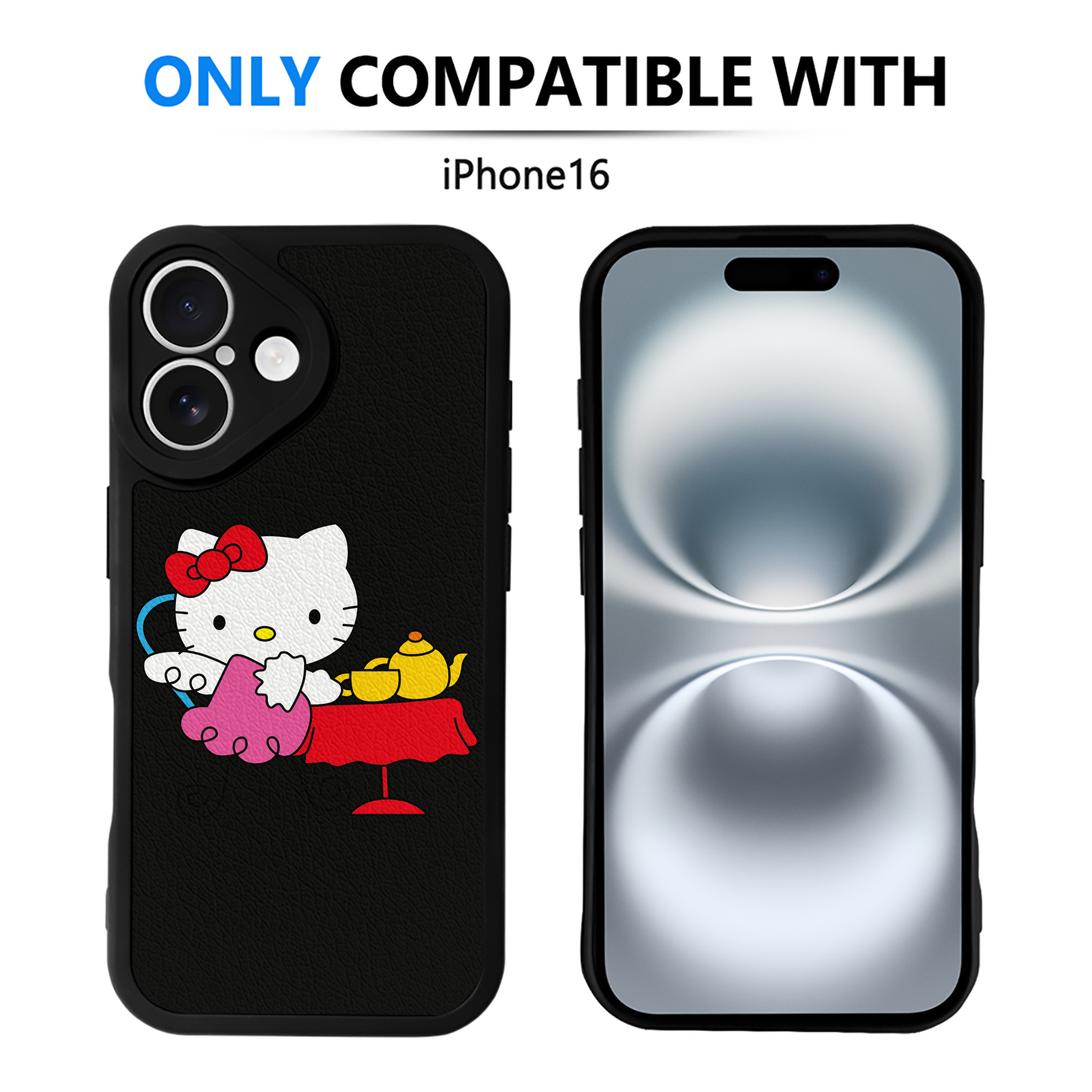 （画像用） Hello Kitty ハローキティ 【iPhone 16シリーズ対応】シリコンスマホケース（レザー調） 材質：シリコン